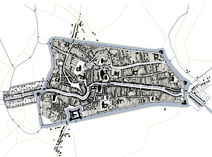Plattegrond van Utrecht rond 1550