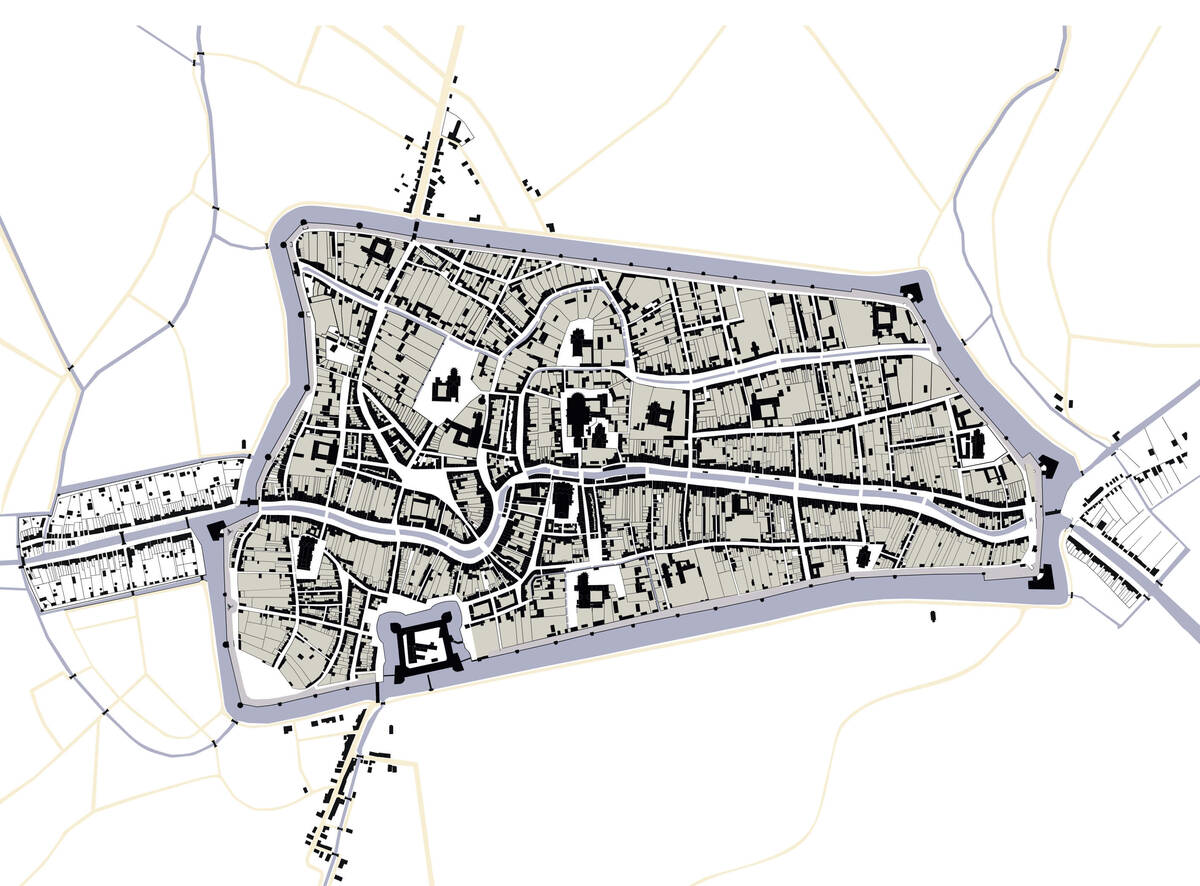 Plattegrond van Utrecht rond 1550