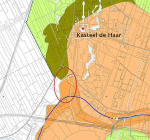 Het zwaard is langs de Bijleveld gevonden. Ten zuiden van kasteel De Haar.