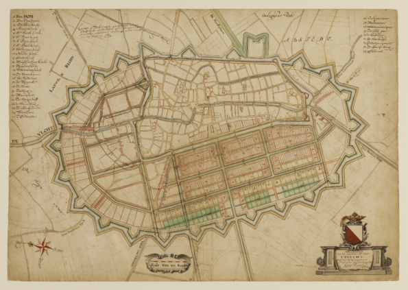 Het uitbreidingsplan van Moreelse, gemaakt in 1663. (H. Ruysch) (klik om te vergroten)