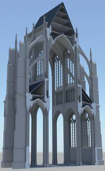 Een reconstructie van een doorsnede van het oorspronkelijke ontwerp van de Utrechtse Dom.