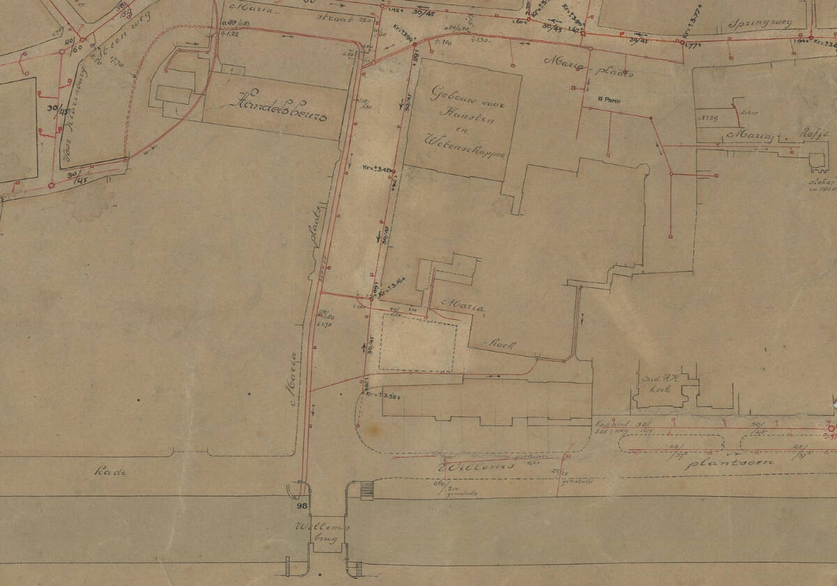 Oude rioolkaart uit 1927 van de stad Utrecht